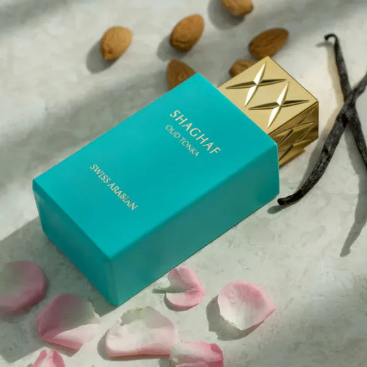 Shaghaf Oud Tonka by Swiss Arabian bottle with packaging box